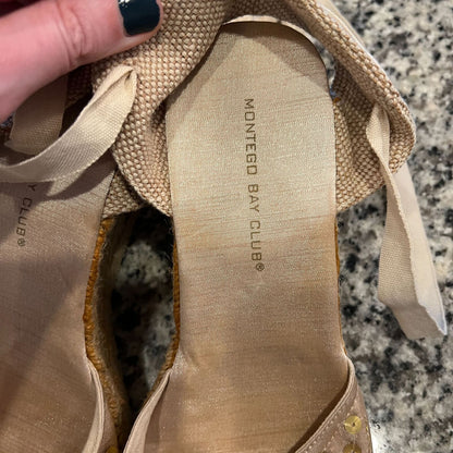 Montego Bay Club Womens Sz 11 Espadrill Wedge Shoes Embroidered Strappy