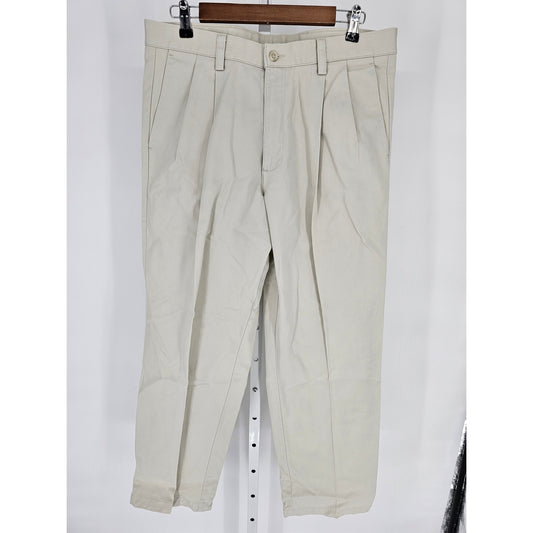 Dockers Mens Sz 34x30 Individual Fit Classic Fit Pleated Dress Pants Tan