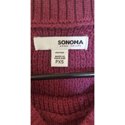 Sonoma Womens Petite PXS Crewneck Knit Sweater Purple Striped