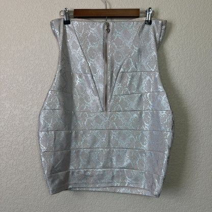 Lipsy London Womens Sz 8 Strapless Mini Dress Gold Metallic Bandage