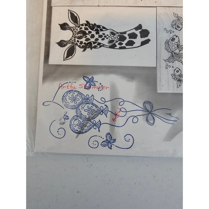 Lot of Unmounted Rubber Stamps Artful Stamper Animals Flowers Giraffe