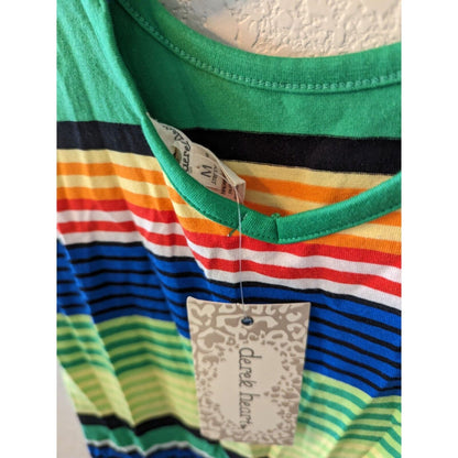 Derek Heart Womens Sz M Mini Dress Rainbow Striped Short sleeve NEW