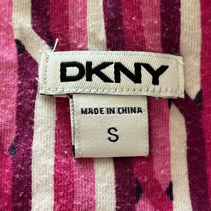 DKNY Womens Sz S Button Down Short Sleeve Sleep Shirt Pink Striped