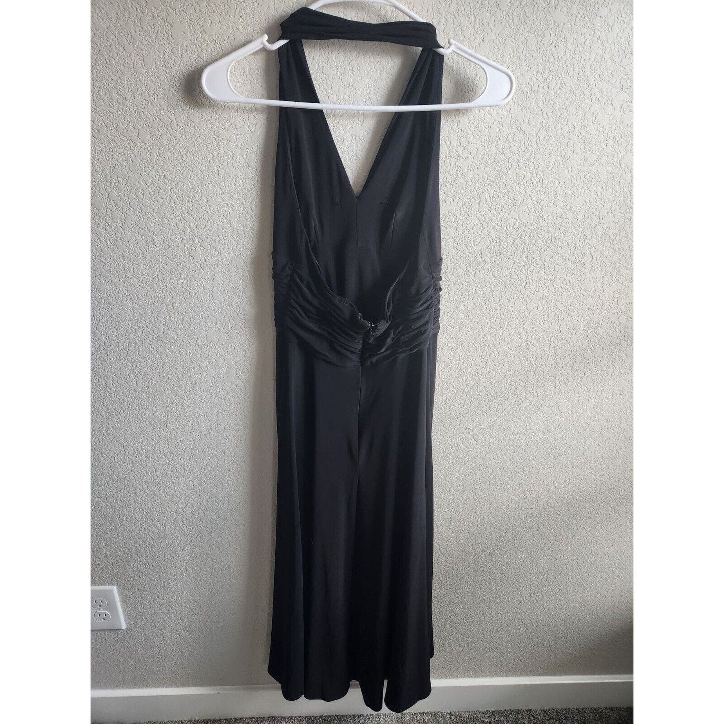 Chaps Womens Sz S Midi Length Halter Dress Solid Black