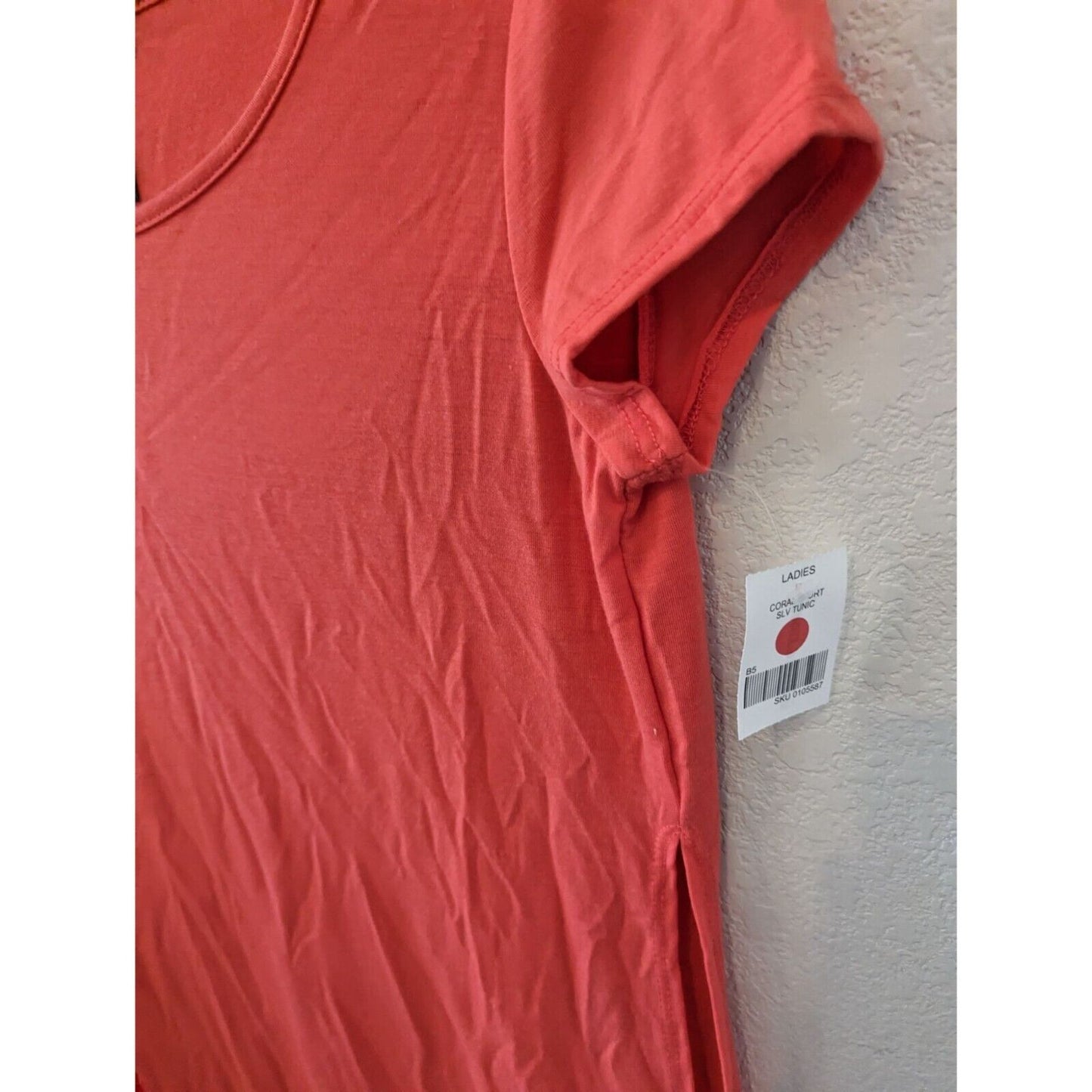 Kristin Nicole Womens Sz M Short Sleeve Shirt Dress Coral Pink Midi NEW