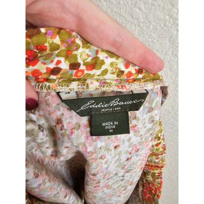 Eddie Bauer Womens Sz M Floral Athletic Skirt Cotton Rayon Blend Pull On