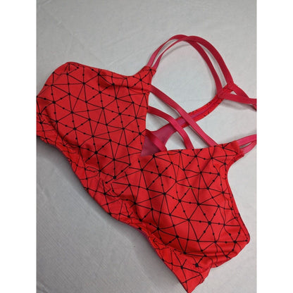 Victorias Secret VXS Sports Bra Sz M Red and Black Compression Strappy