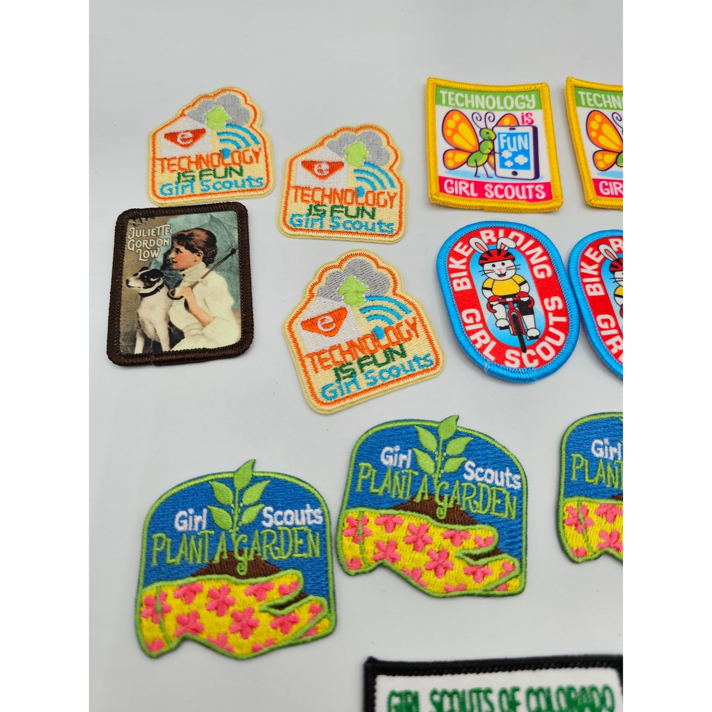 Lot of 18 Girl Scout Patches Technology Bike Riding Roller Skate Gratitude Etc