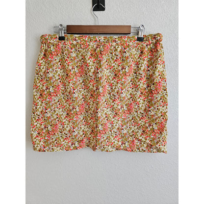 Eddie Bauer Womens Sz M Floral Athletic Skirt Cotton Rayon Blend Pull On