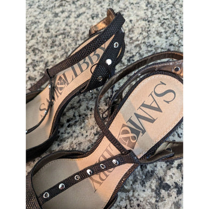 Sam & Libby Womens Sz 9.5 Pointed Toe HHeels Black w/ Silver Studded