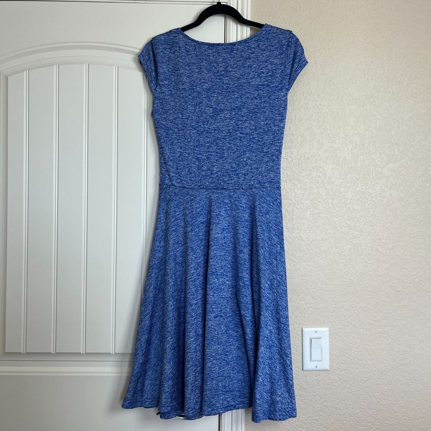 Oxiuli Fashion Juniors Sz 7 Midi Faux Wrap Pinup Style Dress Blue