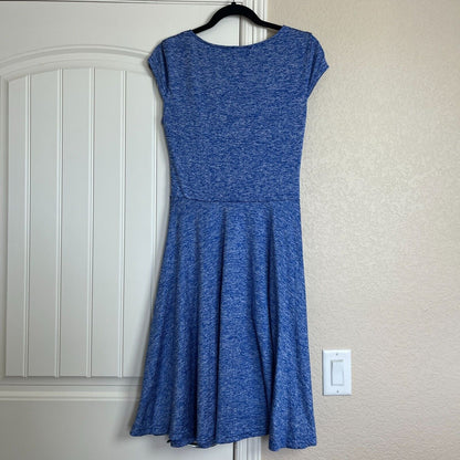Oxiuli Fashion Juniors Sz 7 Midi Faux Wrap Pinup Style Dress Blue