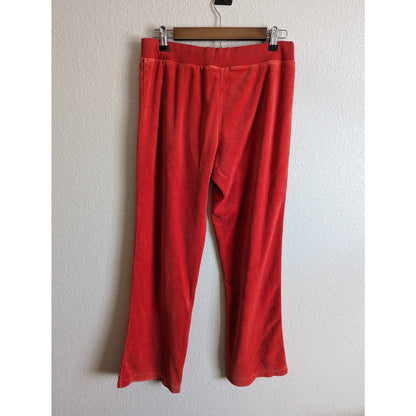 Vintage Y2K DKNY Womens Sz M Velour Sweatpants Pants Red