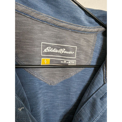 Eddie Bauer Active Mens Sz M Short Sleeve Polo Shirt Blue Athletic
