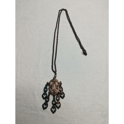 Vintage 1970s Bronze Tone Chain Necklace w/ Pendant