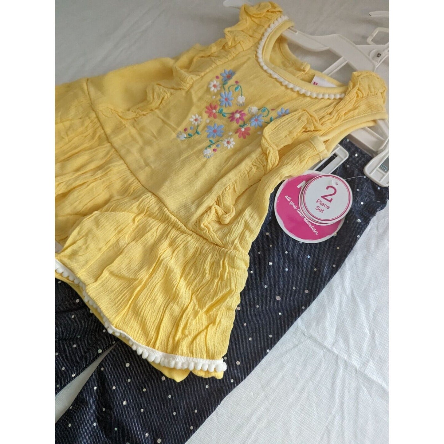 Nanette Lepore Kids Baby Girls Sz 24M Outfit Set Yellow Shirt Leggings
