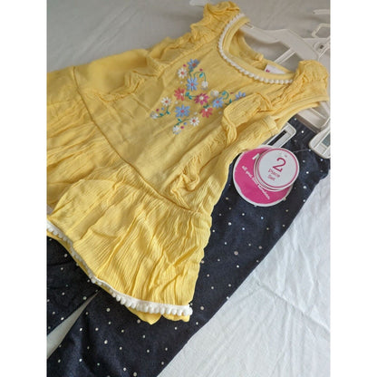 Nanette Lepore Kids Baby Girls Sz 24M Outfit Set Yellow Shirt Leggings