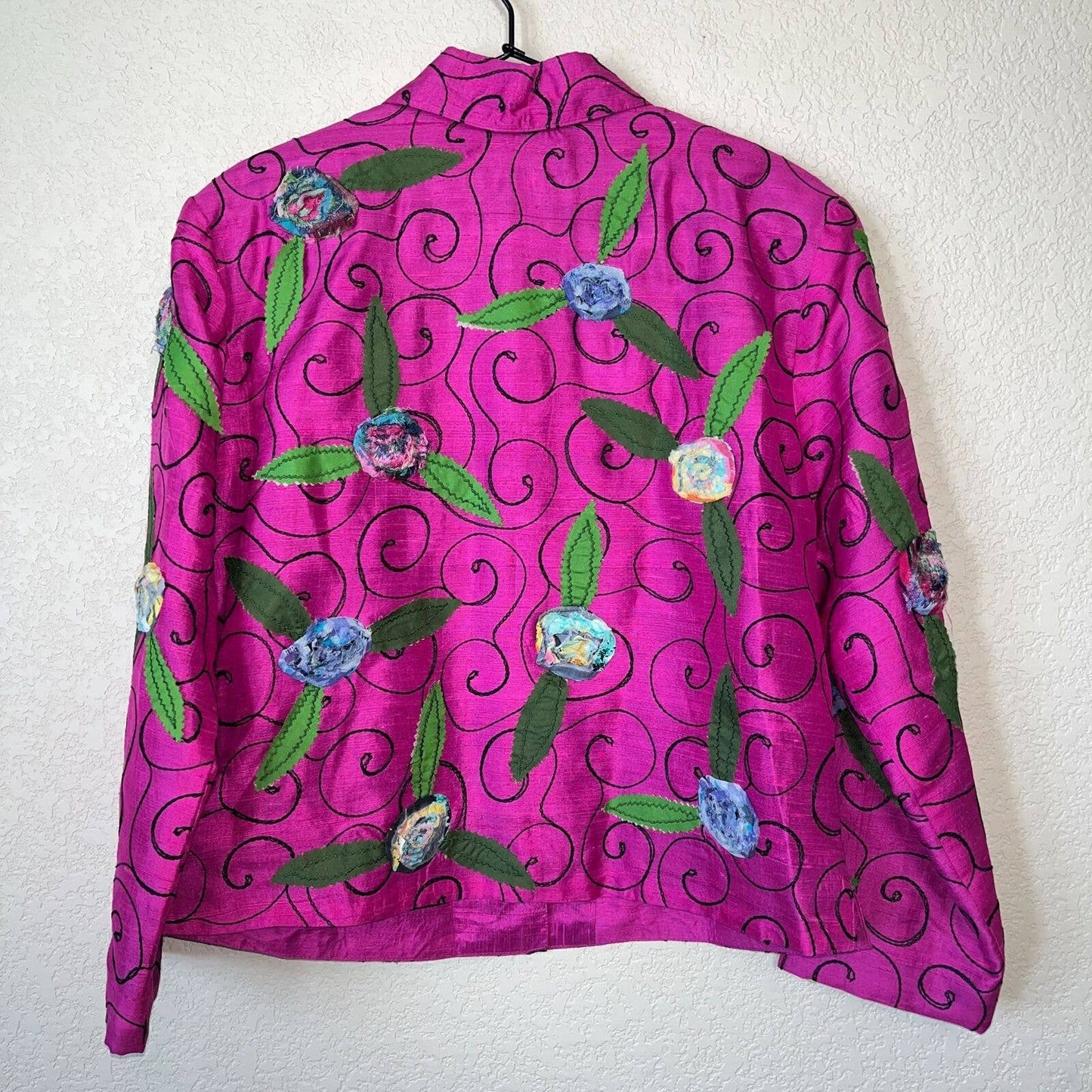 Tunique Nights Womens Sz M 100% Silk Button Down Art to Wear Floral