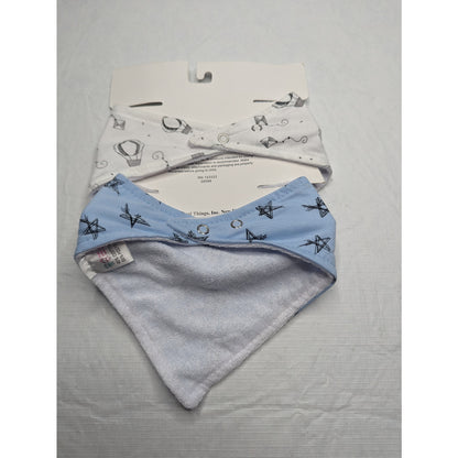 Head Shoulders Toes & Bows Set of 2 Handkerchief Style Baby Boy Bibs NEW
