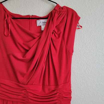 J Howard Womens Sz 10 Cherry Red Midi Career Dress Draped Top