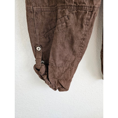 Chicos Womens Sz 2 (XL) 100% Linen Pull On Lagenlook Pants Brown