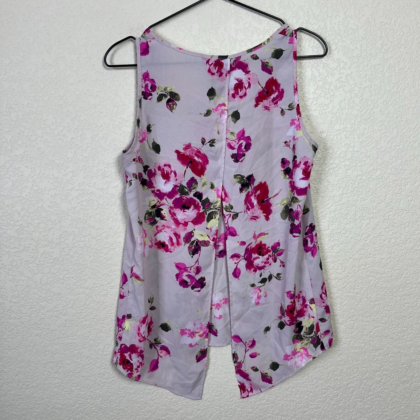 Express Womens Sz S Sleeveless Tank Top Blouse Floral Open Back