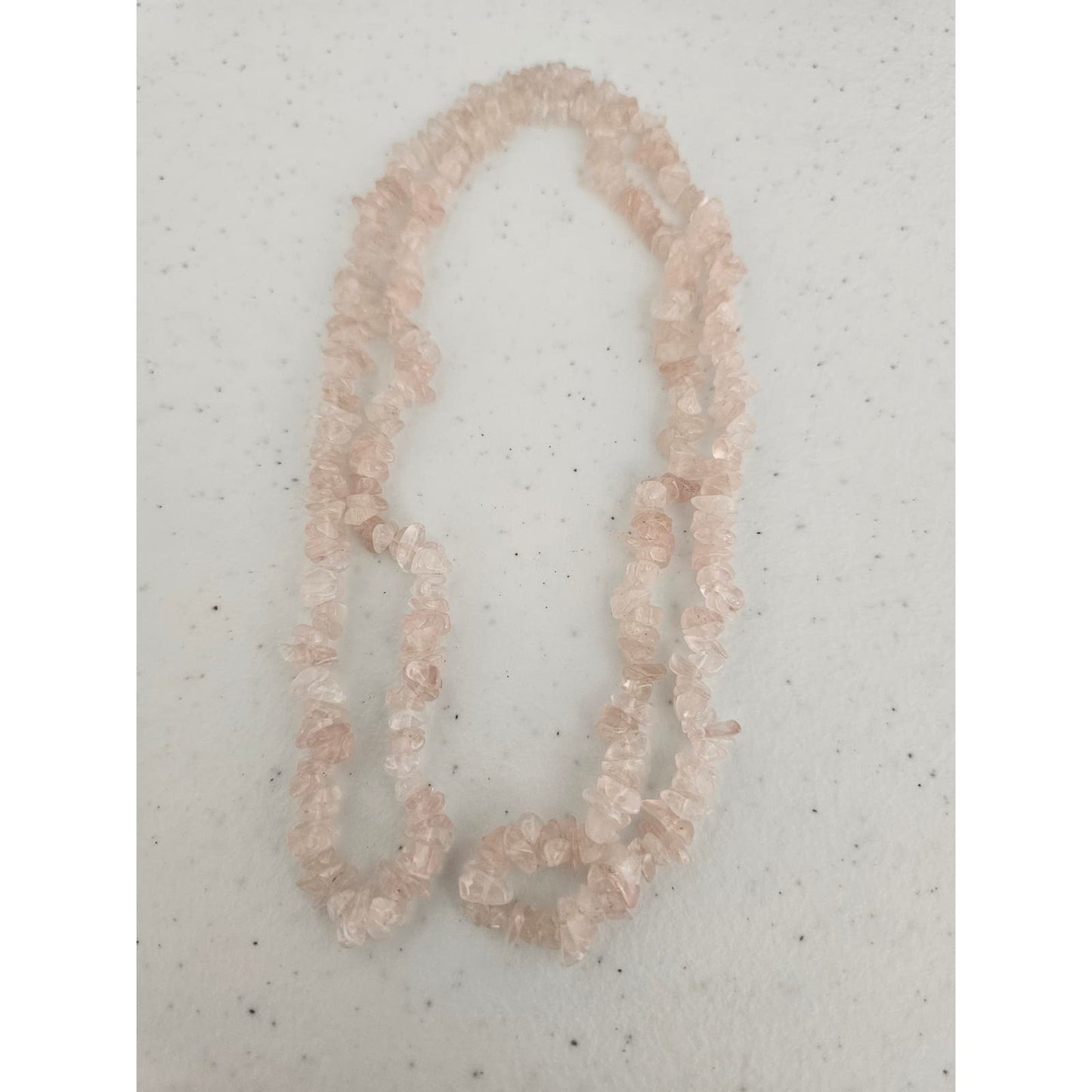 Vintage Light Pink Single Strand Chip Stone Necklace Estate Translucent