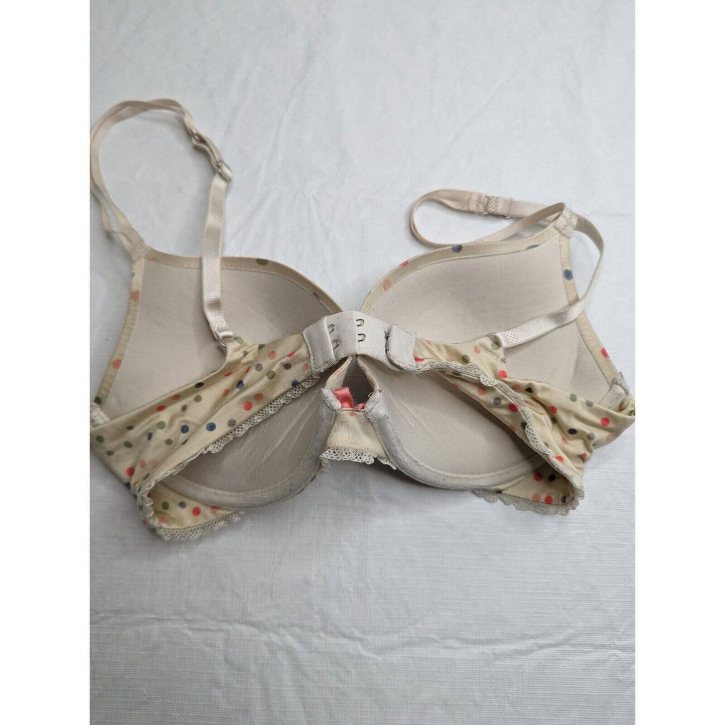 Aerie Womens Sz 34C Brooke Padded Push Up Bra Beige Polka Dot