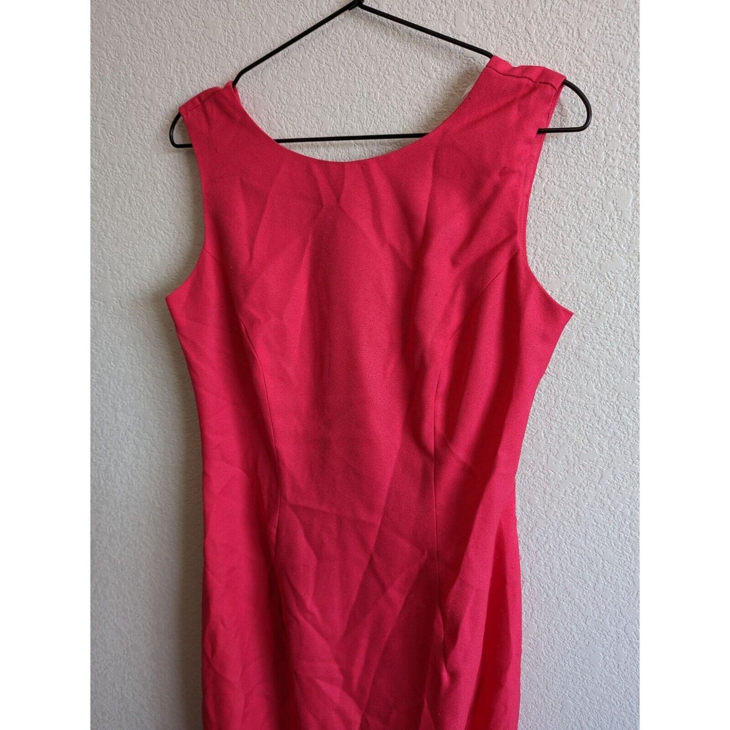 Vintage 1980s Womens Sz L Formal Prom Dress Bright Pink Low Back Maxi