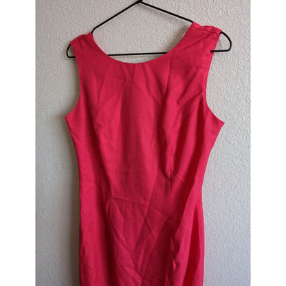 Vintage 1980s Womens Sz L Formal Prom Dress Bright Pink Low Back Maxi