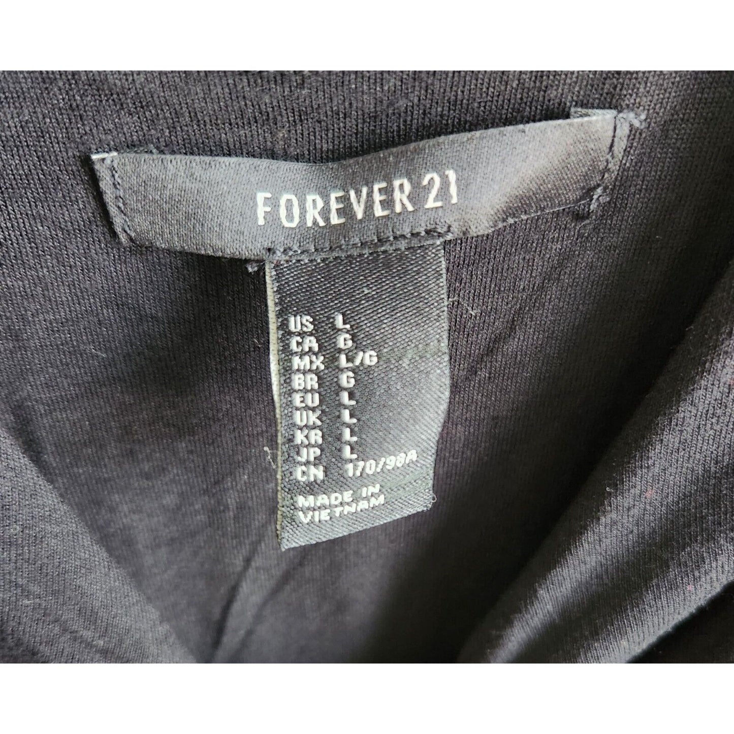 Forever 21 Womens Sz L Little Black Mini Dress Long Sleeve Metallic Sheen