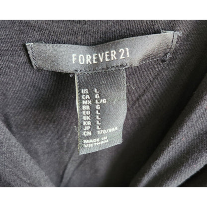 Forever 21 Womens Sz L Little Black Mini Dress Long Sleeve Metallic Sheen
