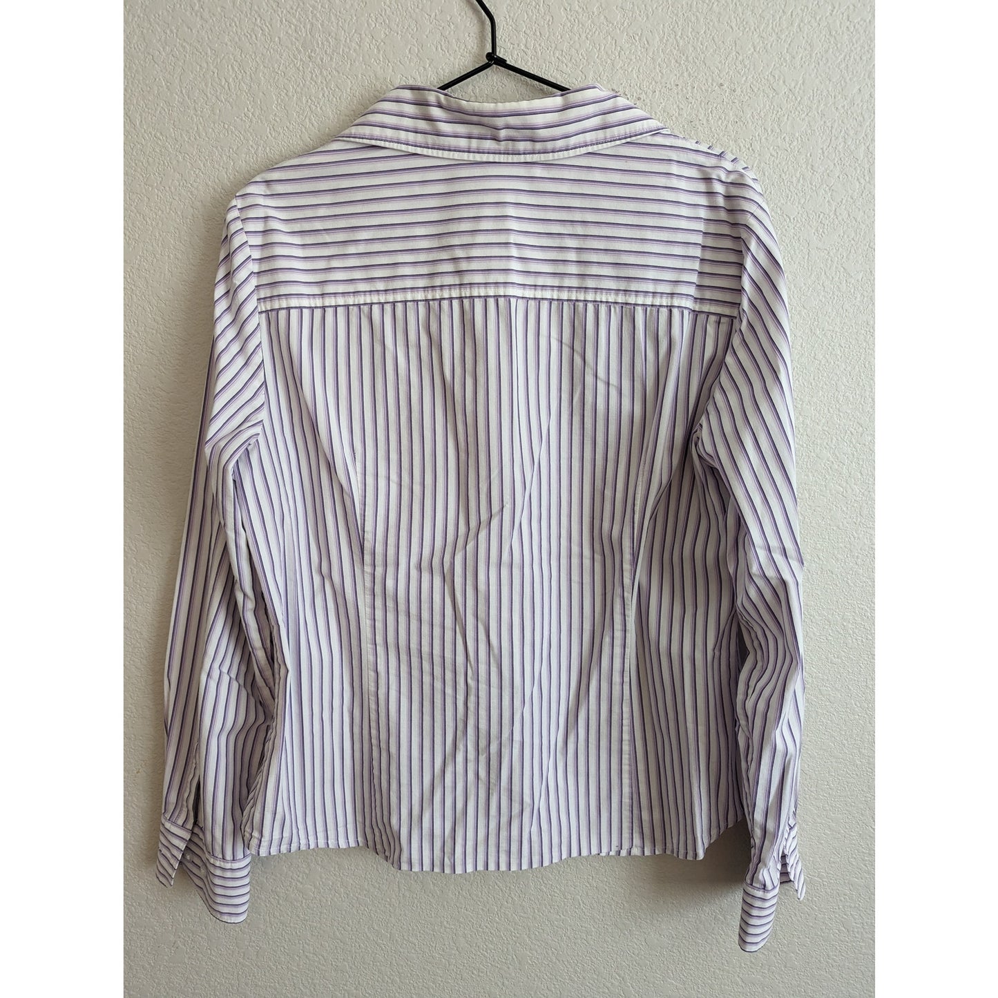 Vintage Y2K George Womens Sz XL Long Sleeve Button Down Blouse Purple Striped