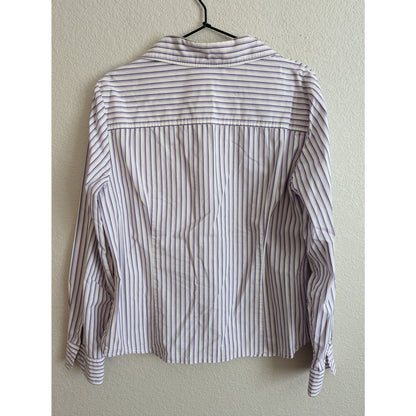 Vintage Y2K George Womens Sz XL Long Sleeve Button Down Blouse Purple Striped