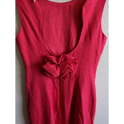 Vintage 1980s Womens Sz L Formal Prom Dress Bright Pink Low Back Maxi