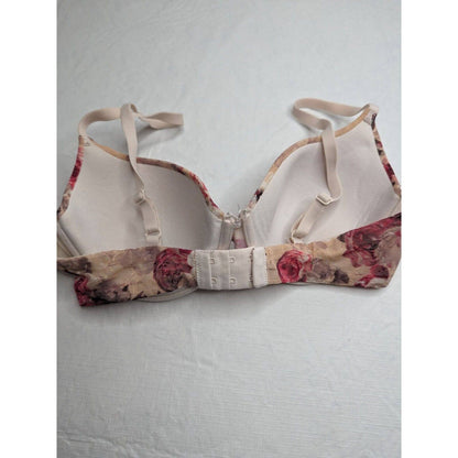 Gilligan & O'Malley Sz 34D Favorite Lightly Lined T shirt Bra Beige Floral