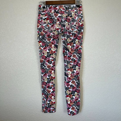 1st Kiss Juniors Sz 0 Skinny Jeans Colorful Floral Print Roses