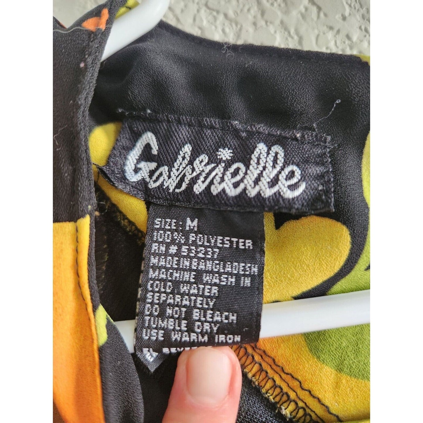 Vintage 1990s Gabrielle Womens Sz M Maxi Dress Bright Floral Yellow Orange