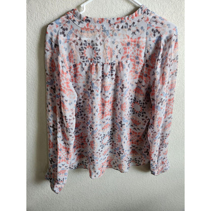 A New Approach Womens PL Petite Long Sleeve Blouse Pastel Abstract Print