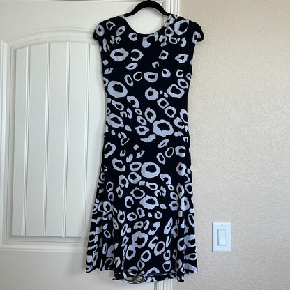 En Focus Womens Sz S Midi Career Dress Black White