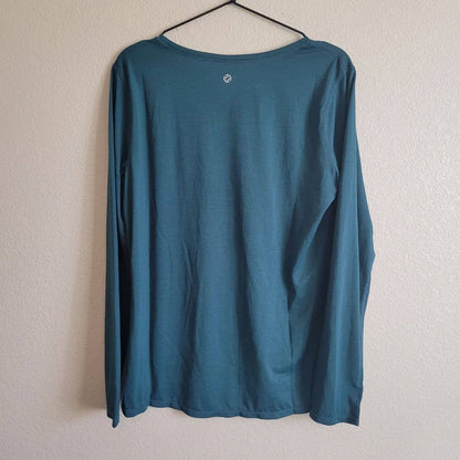 Core 10 Womens Sz L Long Sleeve T Shirt Dark Teal Blue Athletic