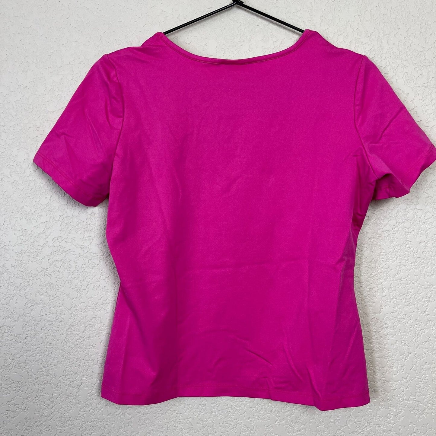 Vintage Gemilli Womens Sz M Short Sleeve T Shirt Pink Square Neck Nylon