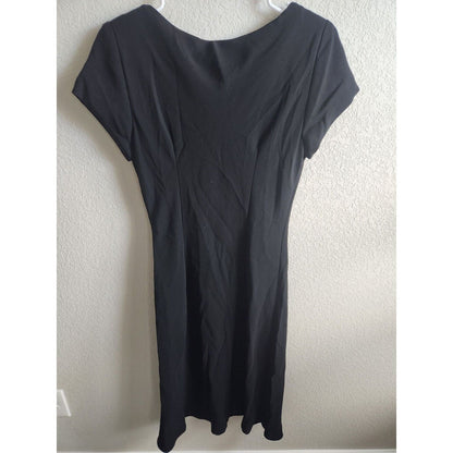 Vintage Dawn Joy Evening Womens Sz 8 Midi Length Solid Black Dress