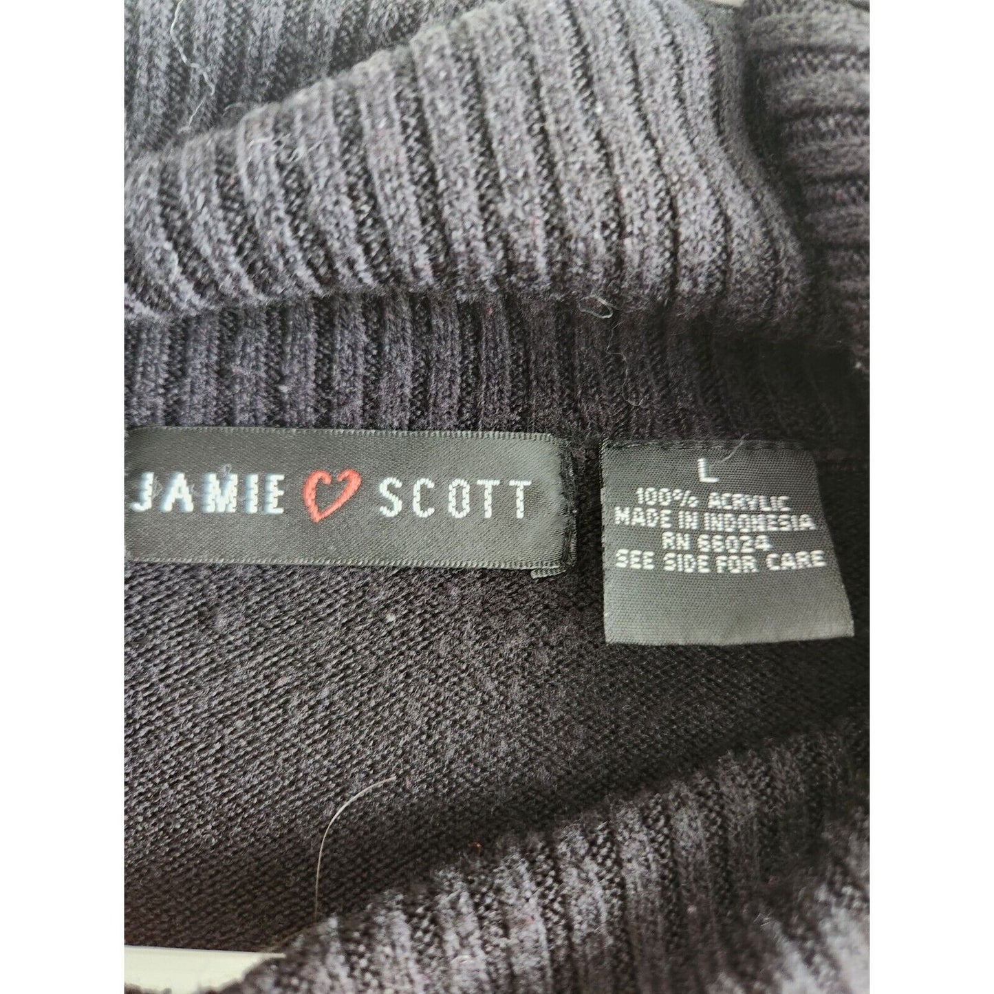 Jamie Scott Womens Sz L Chunky Kinto Turtleneck Sweater Ribbed Solid Black