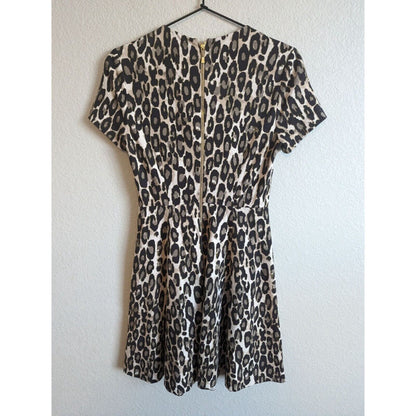 Kate Spade Womens Sz 2 Short Sleeve Knee Length Leopard Print Dress