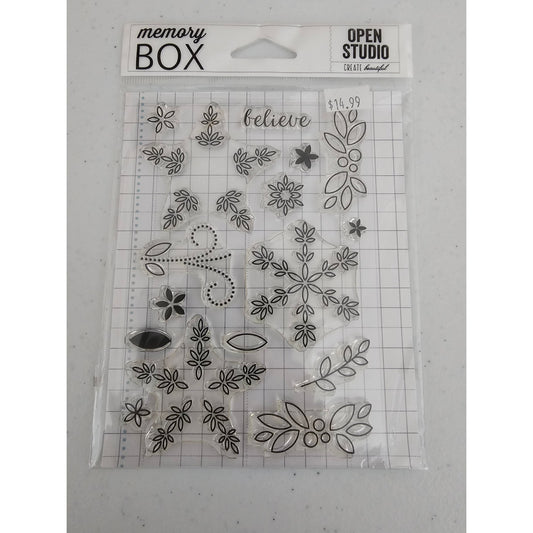 Memory Box Open Studio Clear Rubber Stamp Set Poinsettia Surprise