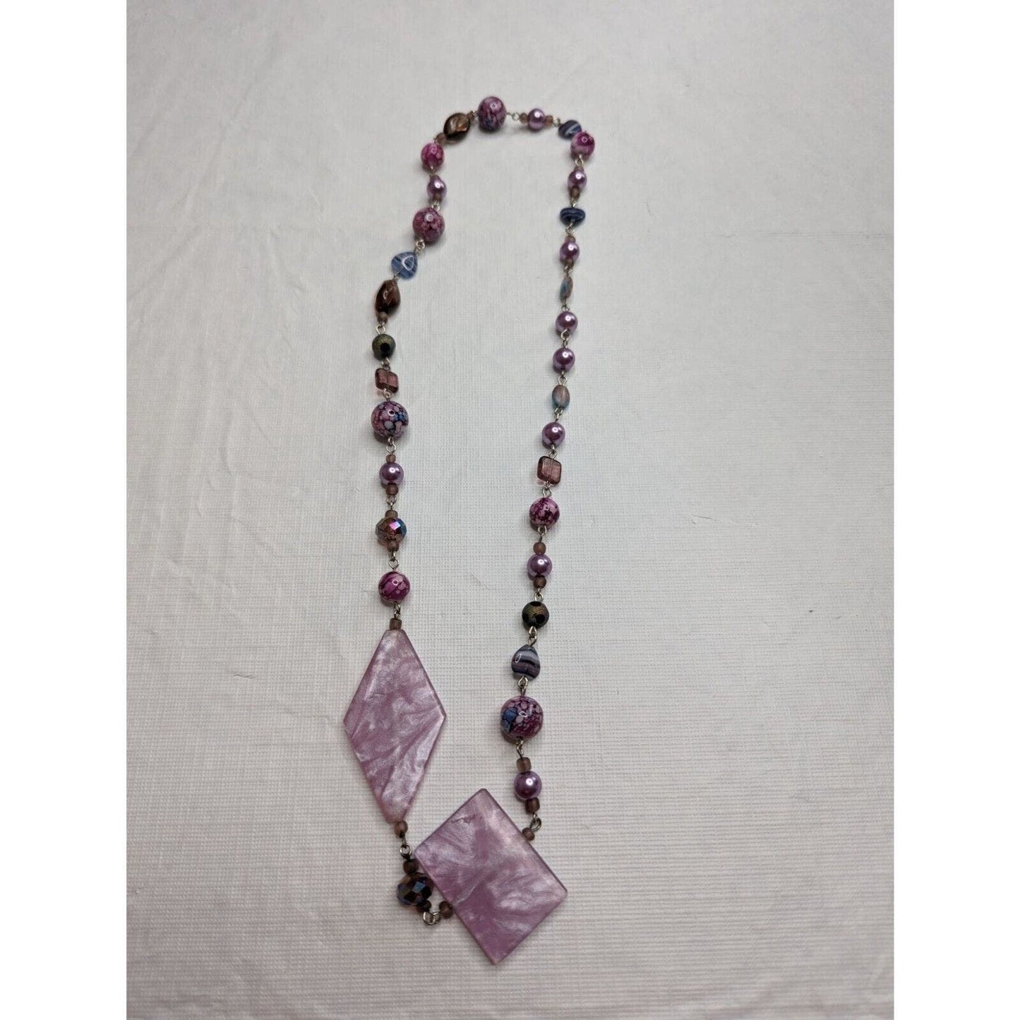 Vintage Purple Glass Beaded Single Strand Necklace