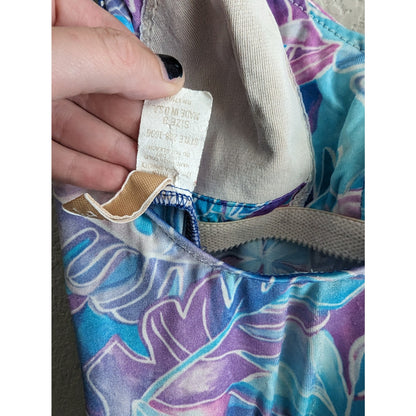 Vintage 1990s Le Cove Womens Sz 8 One Piece Swimsuit Pastel Floral