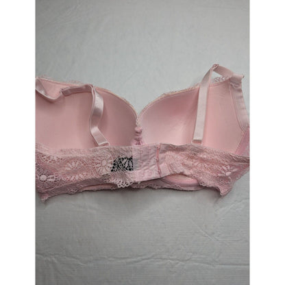 Vintage Y2K Womens Sz 38DD Padded Push Up Bra Light Pink Lace