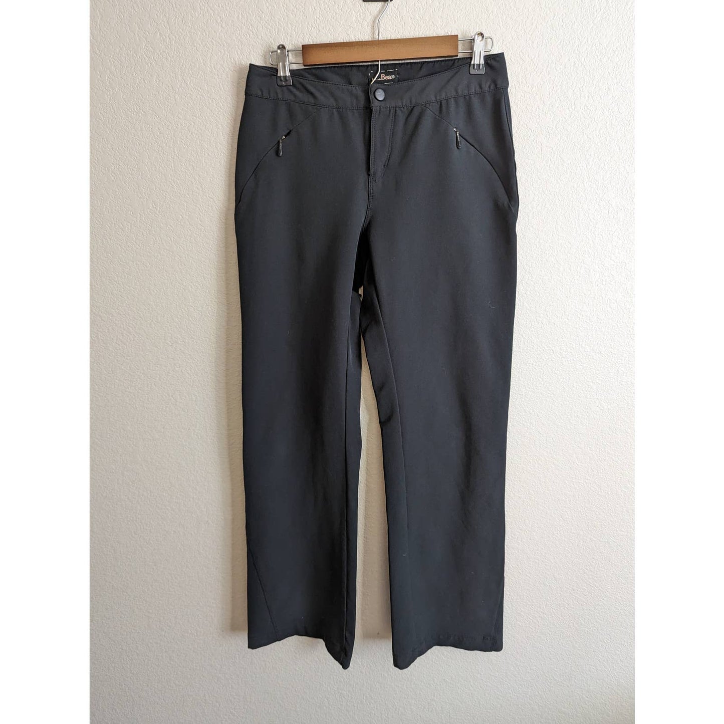 LL Bean Pantalones de senderismo de punto grueso negro alto para mujer, talla 8T, pierna recta